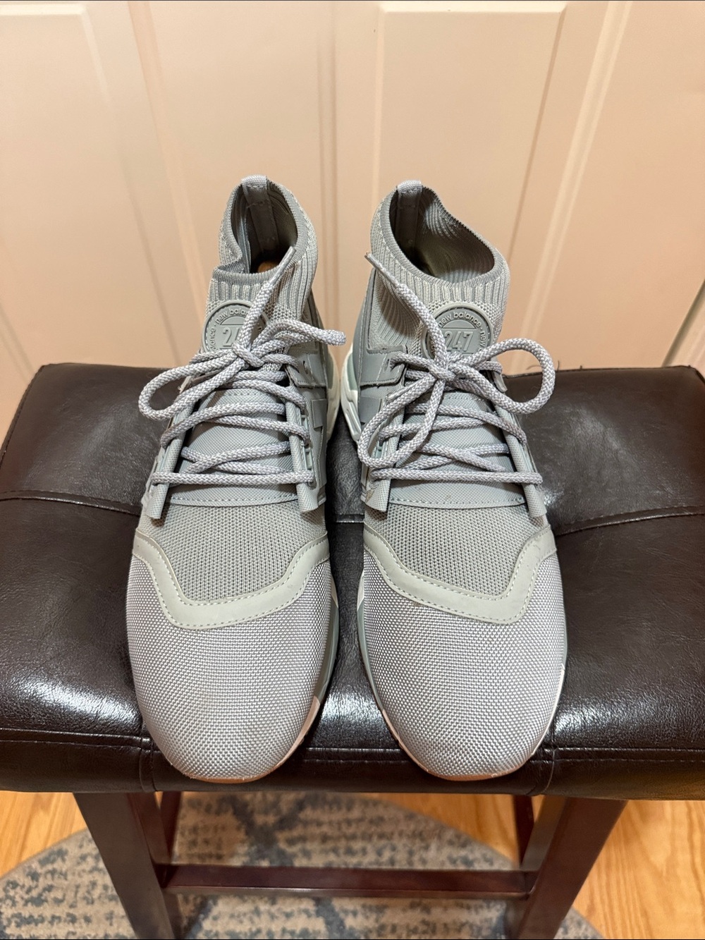 New Balance 247 Light Gray Knit High-Top Men's Sneakers